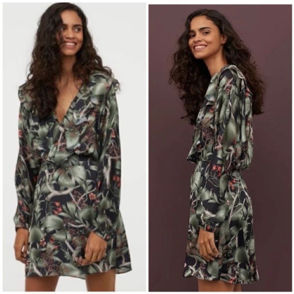 Johanna Ortiz Green and Black Long Sleeve Dress, XL